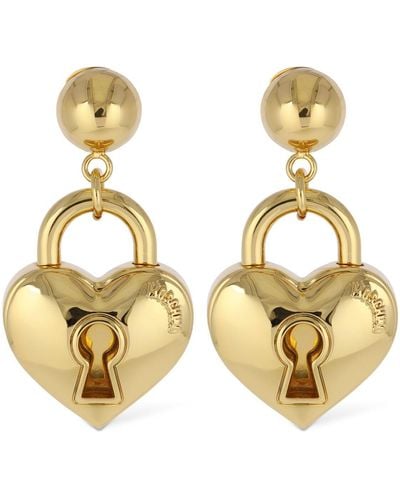 Moschino Heart Lock Drop Earrings - Metallic