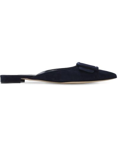 Manolo Blahnik 10mm Maysale Suede Mules - Blue