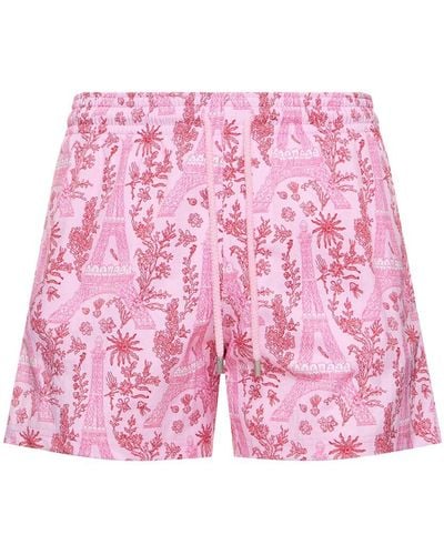 Vilebrequin Moorise Print Stretch Nylon Swim Shorts - Pink