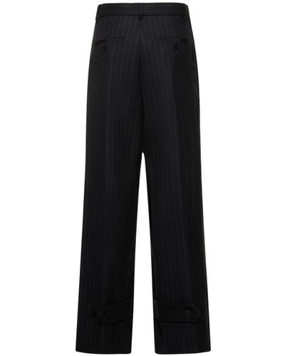 Sacai Pinstriped Serge Cuffed Straight Pants - Black