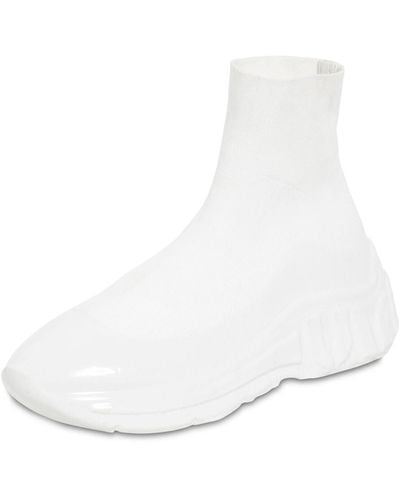 Miu Miu 30mm Knit Sock Melting Rubber Trainers - White