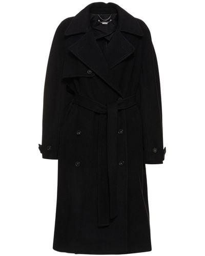 Stella McCartney Trench-coat oversize en toile de coton - Noir