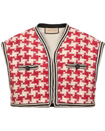 Gucci Houndstooth Chenille Vest - Red