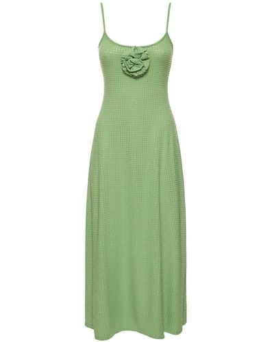 WeWoreWhat Embellished Midi Dress W/ Rose - Green