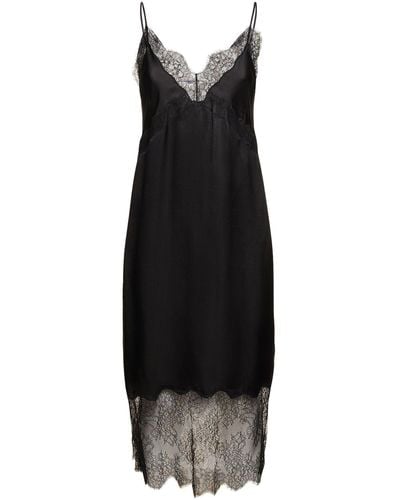 Anine Bing Amelie Silk Blend Midi Dress - Black