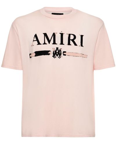 Amiri Ma Bar Logo Cotton T-shirt - Pink