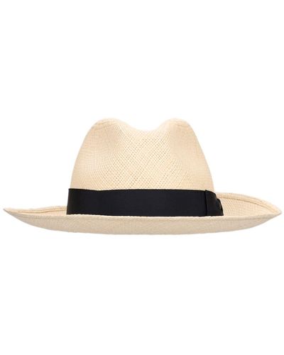 Borsalino Amedeo 7.5cm Brim Straw Panama Hat - White