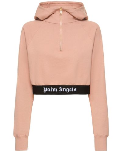 Palm Angels Sweat-shirt zippé en coton à capuche - Noir