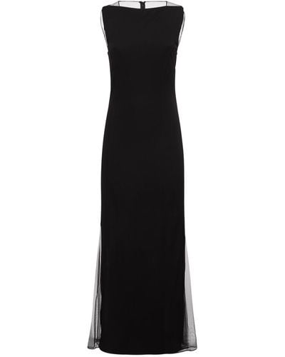 Helmut Lang Viscose Long Dress W/Sheer Sides - Black