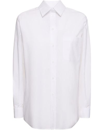 Moschino Stretch-hemd Aus Baumwollpopeline Mit Logo - Weiß