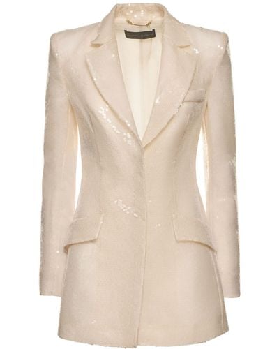 Alberta Ferretti Fitted Sequined Jacket - Natural