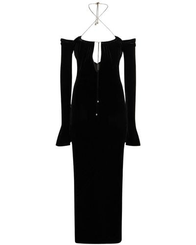 16Arlington Salm Velvet Midi Halter Dress - Black