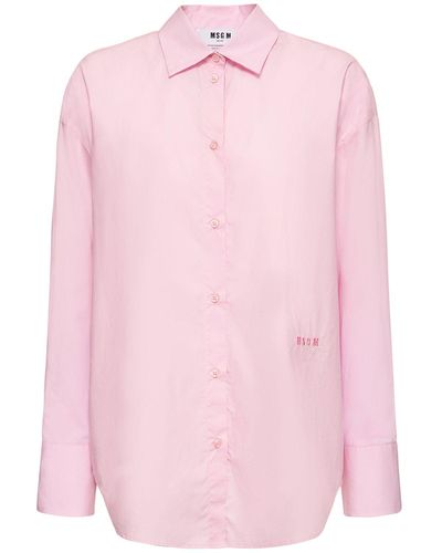 MSGM Camisa de popelina de algodón - Rosa