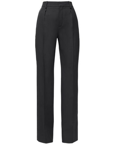 Saint Laurent Grain De Poudre High Waist Wool Pants - Black