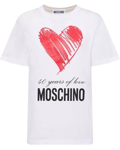 Moschino T-shirt in jersey di cotone con logo - Bianco