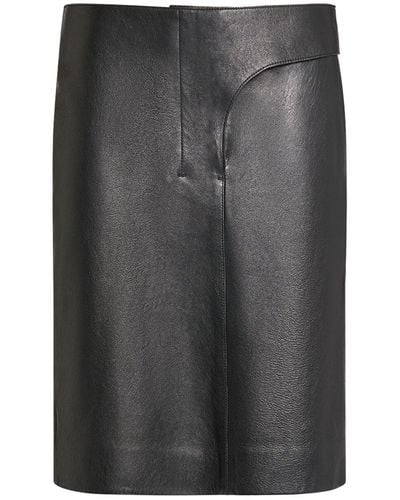 Jacquemus La Jupe Obra Cuir Leather Pencil Skirt - Grey