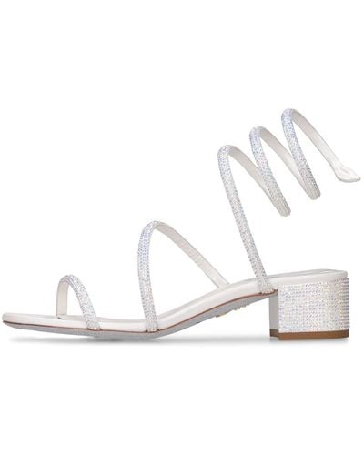 Rene Caovilla 35Mm Embellished Satin Sandals - White