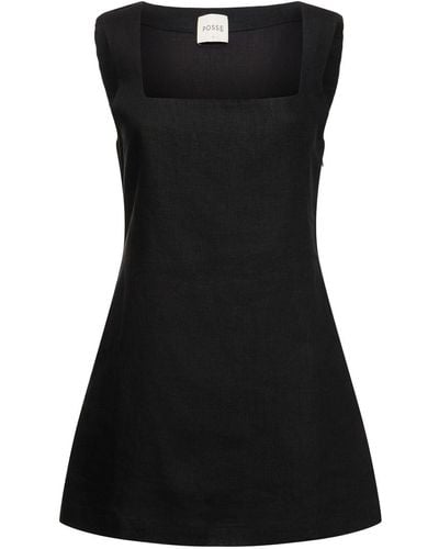 Posse Alice Linen Mini Dress - Black