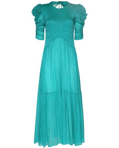 Isabel Marant Bealisa Ruched Cotton Silk Maxi Dress - Blue