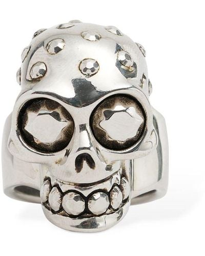 Alexander McQueen Totenkopf-ring "jeweled" - Weiß