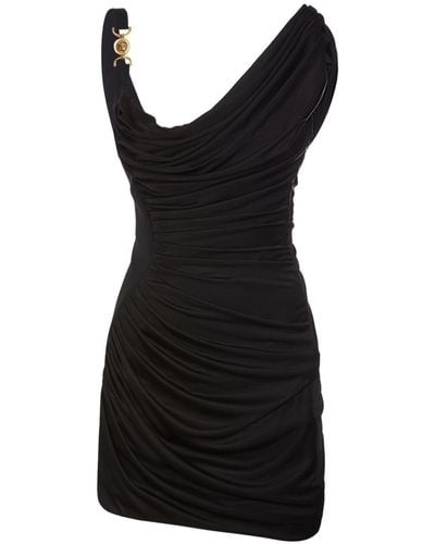 Versace ドレープジャージーミニドレス - ブラック