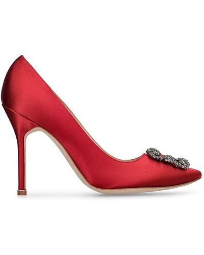 Manolo Blahnik Zapatos De Tacón De Satén 105mm - Rojo