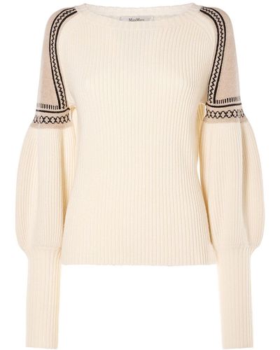Max Mara Cosetta Wool & Cashmere Flared Sweater - Natural