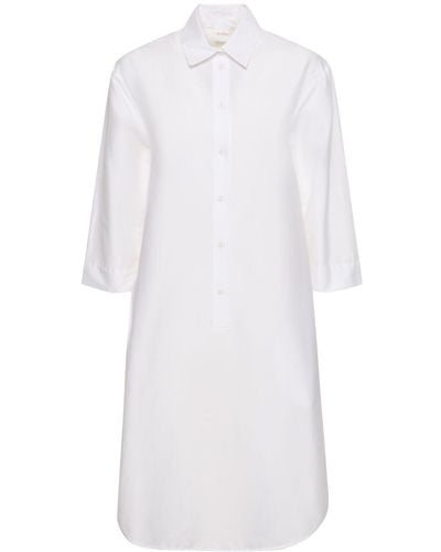 Max Mara Quincy Cotton Poplin Midi Shirt Dress - White