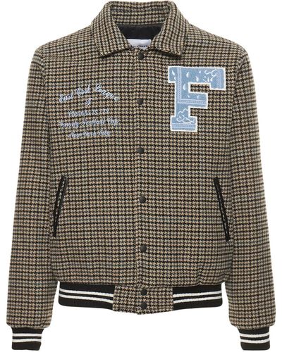 FRONT STREET 8 Wool Bend Varsity Jacket W/patches - Natural