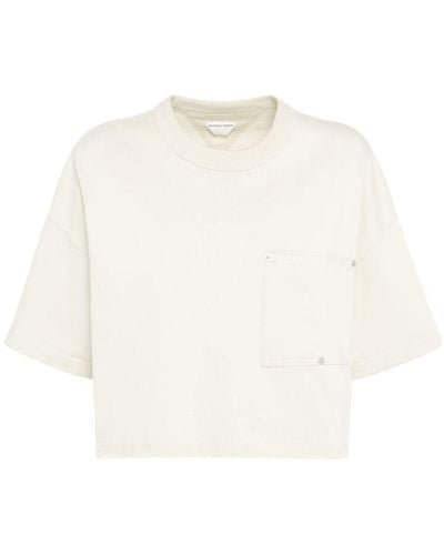 Bottega Veneta Jersey Cropped T-shirt W/ V Pocket - White