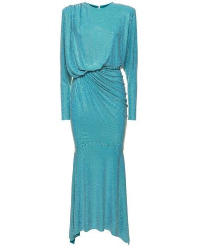 Alexandre Vauthier Draped Jersey L/s Maxi Dress - Blue