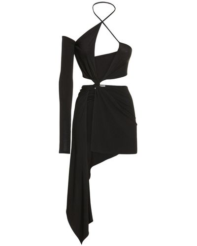 Monot Asymmetric Cutout Mini Dress - Black
