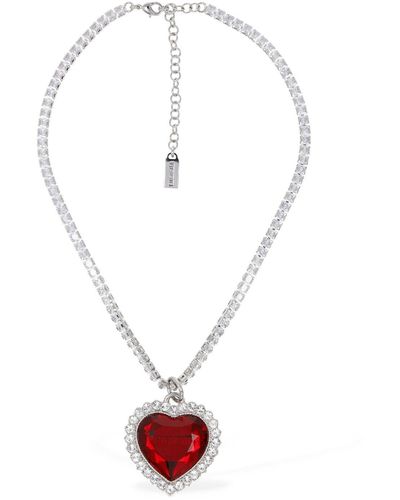 Vetements Vetets Crystal Heart Necklace - White