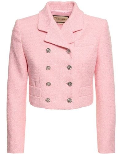 Gucci Chaqueta de tweed de algodón - Rosa