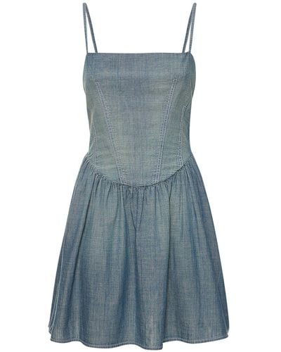 RE/DONE Pam Chambray Mini Dress - Blue