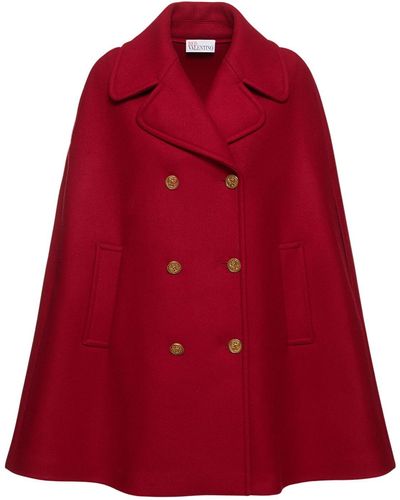 RED Valentino Wool & Cashmere Double Breasted Cape - Rot