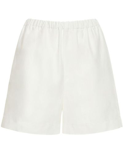Loulou Studio Seto Viscose & Linen Shorts - White