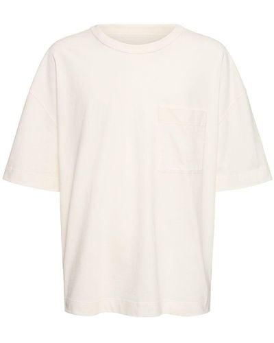 Lemaire T-shirt boxy fit in cotone e lino - Bianco