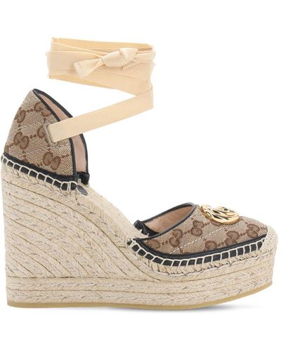 Gucci Gg 85h Matelasse Espadrille Platform Sandals - Natural