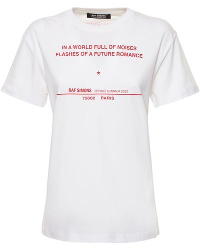 Raf Simons Bedrucktes T-shirt Aus Baumwolljersey - Weiß