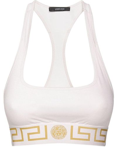 Versace Sostén deportivo de jersey con cenefa griega - Blanco