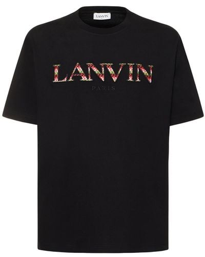 Lanvin T-shirt Aus Baumwolle Mit Logo "curb" - Schwarz
