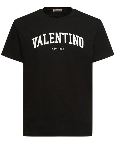 Valentino Logo Cotton T-shirt - Black