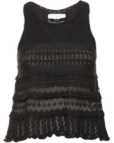 Isabel Marant Fico Crochet Cotton Top - Black