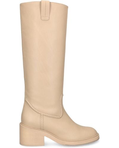 Chloé 60Mm Mallo Leather Tall Boots - Natural