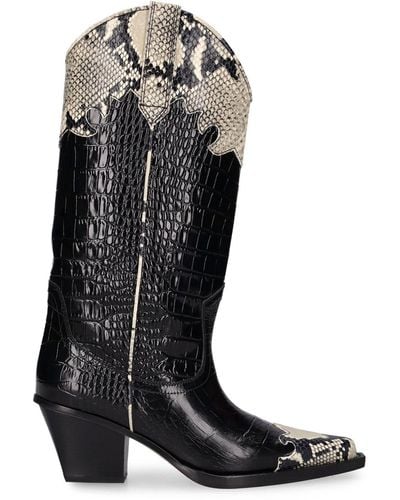 Paris Texas 60Mm Ricky Croco & Python Print Boots - Black