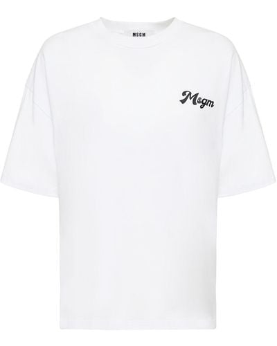 MSGM T-shirt Aus Baumwolle Mit Logodruck - Weiß