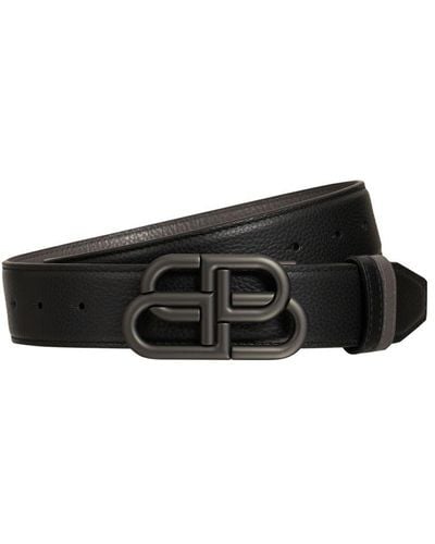 Balenciaga 3.5cm Bb Buckle Reversible Leather Belt - Black