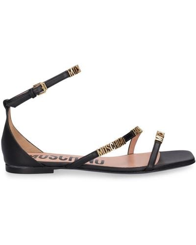 Moschino 10Mm Leather Flat Sandals - Black