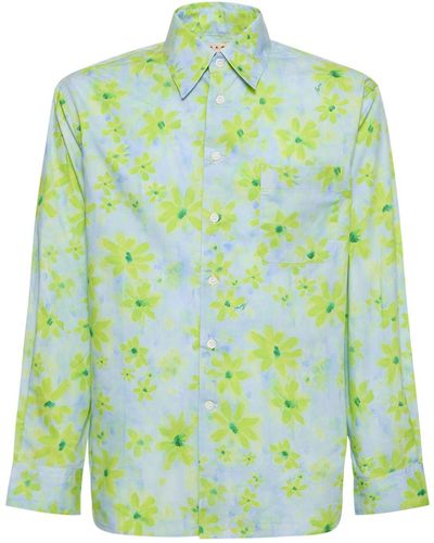 Marni Camisa de algodón popelina estampada - Verde